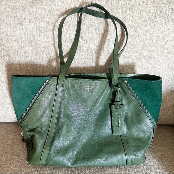 Fossil Gwen shopper leather tote bag in “fir green” - Picture 1 of 12